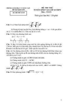 Đề thi thử tuyển sinh vào Lớp 10 THPT môn Toán - Đề số 05 - Phòng GD&ĐT Kim Sơn (Có đáp án)