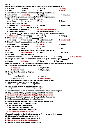 Đề thi thử vào Lớp 10 môn Tiếng Anh - Năm học 2023-2024 - Trường THCS Đồng Giao (Có đáp án)