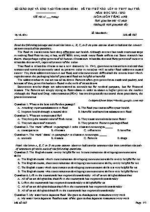 Đề thi thử vào Lớp 10 THPT môn Tiếng Anh (Đại trà) - Mã đề: 567 - Năm học 2022-2023 - Sở GD&ĐT Ninh Bình (Có đáp án)
