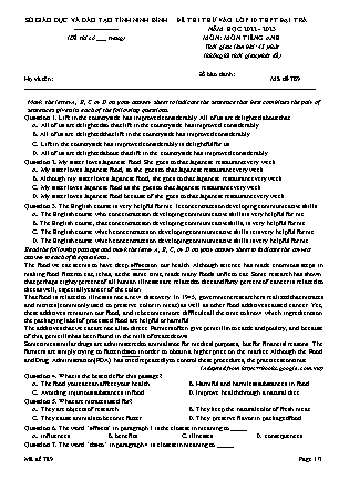 Đề thi thử vào Lớp 10 THPT môn Tiếng Anh (Đại trà) - Mã đề: 789 - Năm học 2022-2023 - Sở GD&ĐT Ninh Bình (Có đáp án)