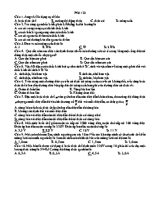 Đề thi thử vào Lớp 10 THPT môn Vật lí - Mã đề: 123 - Năm học 2022-2023 - Sở GD&ĐT Ninh Bình (Có ma trận và đáp án)