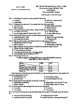 Đề thi tuyển sinh Lớp 10 môn Địa lí - Đề: 01 - Năm học 2018-2019 (Có đáp án)