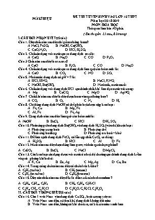 Đề thi tuyển sinh Lớp 10 môn Hóa học - Đề: 04 - Năm học 2018-2019 (Có đáp án) Đề thi tuyển sinh Lớp 10 môn Hóa học - Đề: 04 - Năm học 2018-2019 (Có đáp án)