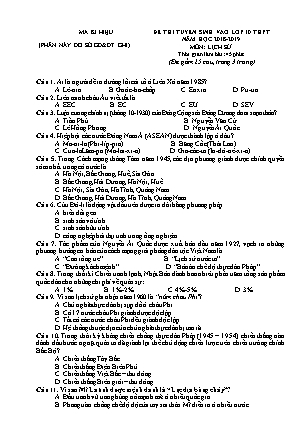 Đề thi tuyển sinh Lớp 10 môn Lịch sử - Đề: 01 - Năm học 2018-2019 (Có đáp án)
