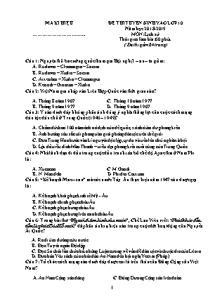 Đề thi tuyển sinh Lớp 10 môn Lịch sử - Đề: 05 - Năm học 2018-2019 (Có đáp án) Đề thi tuyển sinh Lớp 10 môn Lịch sử - Đề: 05 - Năm học 2018-2019 (Có đáp án)