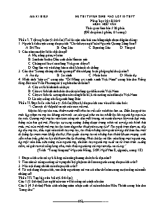 Đề thi tuyển sinh Lớp 10 môn Ngữ văn - Đề: 01 - Năm học 2018-2019 (Có đáp án)