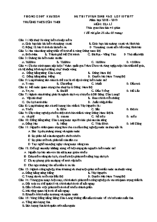 Đề thi tuyển sinh vào Lớp 10 môn Địa lí - Đề 2 - Năm học 2018-2019 - Trường THCS Cồn Thoi (Có đáp án) Đề thi tuyển sinh vào Lớp 10 môn Địa lí - Đề 2 - Năm học 2018-2019 - Trường THCS Cồn Thoi (Có đáp án)
