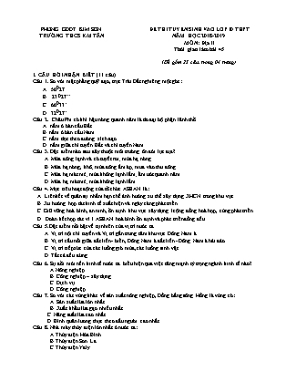 Đề thi tuyển sinh vào Lớp 10 môn Địa lí - Đề 2 - Năm học 2018-2019 - Trường THCS Kim Tân (Có đáp án)