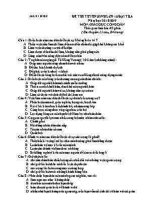 Đề thi tuyển sinh vào Lớp 10 môn Giáo dục công dân - Đề 03 - Năm học 2018-2019 - Trường THCS Yên Mô (Có đáp án)