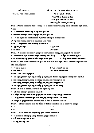 Đề thi tuyển sinh vào Lớp 10 môn Giáo dục công dân - Đề 04 - Năm học 2018-2019 - Trường THCS Yên Mô (Có đáp án)