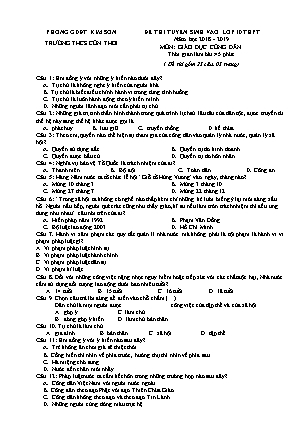 Đề thi tuyển sinh vào Lớp 10 môn Giáo dục công dân - Đề 2 - Năm học 2018-2019 - Trường THCS Cồn Thoi (Có đáp án)