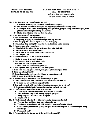 Đề thi tuyển sinh vào Lớp 10 môn Giáo dục công dân - Đề 2 - Năm học 2018-2019 - Trường THCS Kim Mỹ (Có đáp án) Đề thi tuyển sinh vào Lớp 10 môn Giáo dục công dân - Đề 2 - Năm học 2018-2019 - Trường THCS Kim Mỹ (Có đáp án)