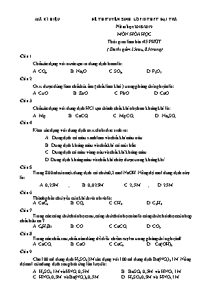 Đề thi tuyển sinh vào Lớp 10 môn Hóa học (Đại trà) - Đề 05 - Năm học 2018-2019 - Trường THCS Yên Mô (Có đáp án)