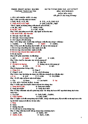 Đề thi tuyển sinh vào Lớp 10 môn Hóa học - Đề 1 - Năm học 2018-2019 - Trường THCS Kim Tân (Có đáp án)