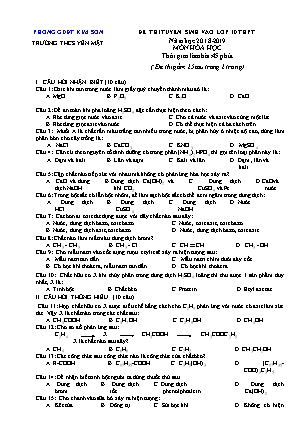 Đề thi tuyển sinh vào Lớp 10 môn Hóa học - Đề 1 - Năm học 2018-2019 - Trường THCS Yên Mật (Có đáp án)