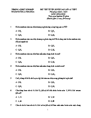 Đề thi tuyển sinh vào Lớp 10 môn Hóa học - Đề 2 - Năm học 2018-2019 - Trường THCS Như Hòa (Có đáp án)