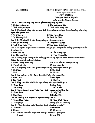 Đề thi tuyển sinh vào Lớp 10 môn Lịch sử - Đề 05 - Năm học 2018-2019 - Trường THCS Yên Mô (Có đáp án)