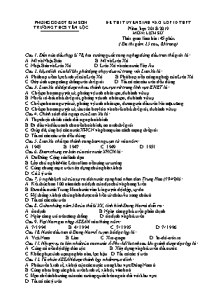 Đề thi tuyển sinh vào Lớp 10 môn Lịch sử - Đề 1 - Năm học 2018-2019 - Trường THCS Yên Lộc (Có đáp án)