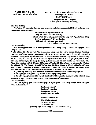 Đề thi tuyển sinh vào Lớp 10 môn Ngữ văn - Đề 1 - Năm học 2018-2019 - Trường THCS Chất Bình (Có đáp án) Đề thi tuyển sinh vào Lớp 10 môn Ngữ văn - Đề 1 - Năm học 2018-2019 - Trường THCS Chất Bình (Có đáp án)