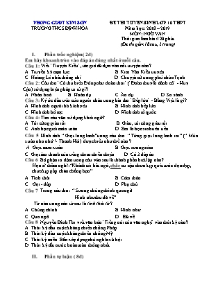 Đề thi tuyển sinh vào Lớp 10 môn Ngữ văn - Đề 1 - Năm học 2018-2019 - Trường THCS Định Hóa (Có đáp án) Đề thi tuyển sinh vào Lớp 10 môn Ngữ văn - Đề 1 - Năm học 2018-2019 - Trường THCS Định Hóa (Có đáp án)