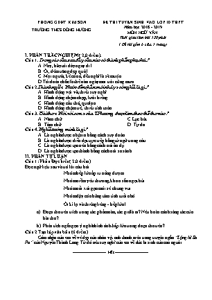 Đề thi tuyển sinh vào Lớp 10 môn Ngữ văn - Đề 2 - Năm học 2018-2019 - Trường THCS Đồng Hướng (Có đáp án)