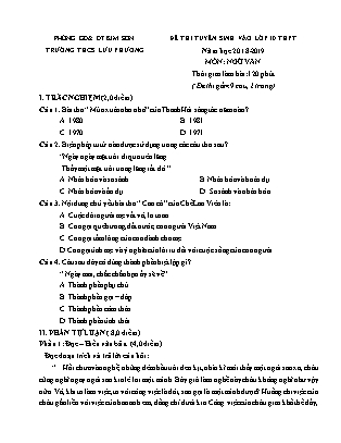 Đề thi tuyển sinh vào Lớp 10 môn Ngữ văn - Đề 2 - Năm học 2018-2019 - Trường THCS Lưu Phương (Có đáp án)