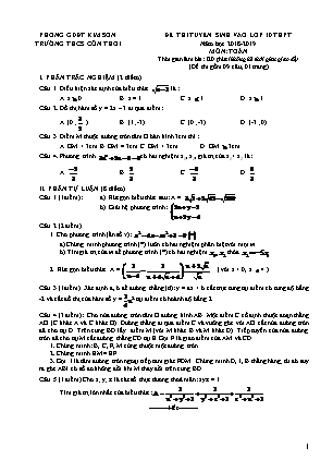 Đề thi tuyển sinh vào Lớp 10 môn Toán - Đề 2 - Năm học 2018-2019 - Trường THCS Cồn Thoi (Có đáp án)