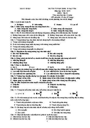 Đề thi tuyển sinh vào Lớp 10 môn Vật lí - Đề 02 - Năm học 2018-2019 - Trường THCS Yên Mô (Có đáp án)