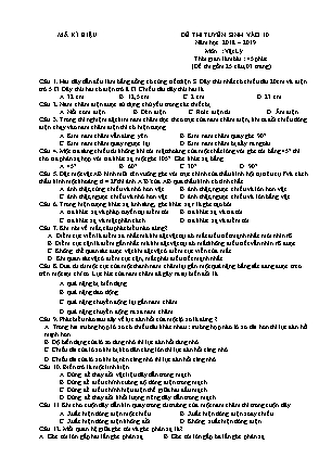 Đề thi tuyển sinh vào Lớp 10 môn Vật lí - Đề 04 - Năm học 2018-2019 - Trường THCS Yên Mô (Có đáp án)