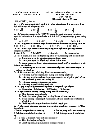 Đề thi tuyển sinh vào Lớp 10 môn Vật lí - Đề 2 - Năm học 2018-2019 - Trường THCS Lưu Phương (Có đáp án)