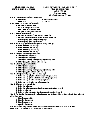Đề thi tuyển sinh vào Lớp 10 môn Vật lí - Đề 2 - Năm học 2018-2019 - Trường THCS Kim Trung (Có đáp án)