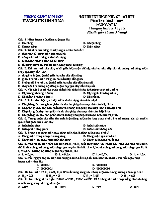 Đề thi tuyển sinh vào Lớp 10 môn Vật lí - Đề 2 - Năm học 2018-2019 - Trường THCS Định Hóa (Có đáp án)