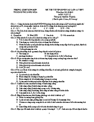 Đề thi tuyển sinh vào Lớp 10 môn Vật lí - Đề 2 - Năm học 2018-2019 - Trường THCS Như Hòa (Có đáp án)