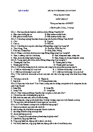 Đề thi tuyển sinh vào Lớp 10 THPT môn Địa lí - Đề 2 - Năm học 2017-2018 - Trường THCS Định Hóa (Có đáp án)