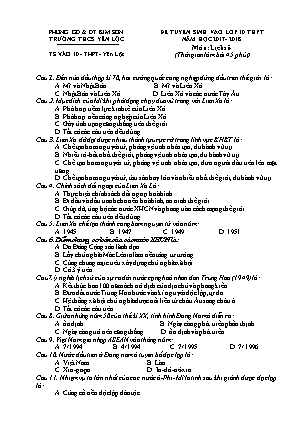 Đề thi tuyển sinh vào Lớp 10 THPT môn Lịch sử - Đề 1 - Năm học 2017-2018 - Trường THCS Yên Lộc (Có đáp án)