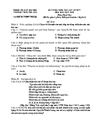 Đề thi tuyển sinh vào Lớp 10 THPT môn Ngữ văn - Đề 1 - Năm học 2017-2018 - Trường THCS Yên Lộc (Có đáp án)