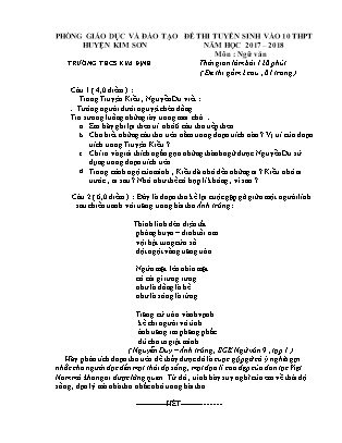 Đề thi tuyển sinh vào Lớp 10 THPT môn Ngữ văn - Đề 2 - Năm học 2017-2018 - Trường THCS Kim Định (Có đáp án) Đề thi tuyển sinh vào Lớp 10 THPT môn Ngữ văn - Đề 2 - Năm học 2017-2018 - Trường THCS Kim Định (Có đáp án)