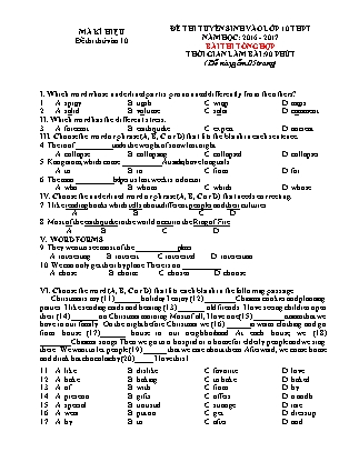 Đề thi tuyển sinh vào Lớp 10 THPT môn Tổng hợp - Đề 1 - Năm học 2017-2018 - Trường THCS Kim Định (Có đáp án) Đề thi tuyển sinh vào Lớp 10 THPT môn Tổng hợp - Đề 1 - Năm học 2017-2018 - Trường THCS Kim Định (Có đáp án)