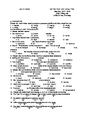 Đề thi vào Lớp 10 môn Tiếng Anh (Đại trà) - Đề 03 - Trường THCS Phát Diệm (Có đáp án)