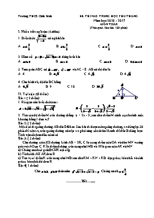 Đề thi vào THPT môn Toán - Đề 1 - Năm học 2017-2018 - Trường THCS Chất Bình