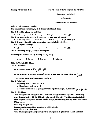 Đề thi vào THPT môn Toán - Đề 2 - Năm học 2017-2018 - Trường THCS Chất Bình
