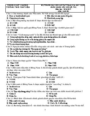 Hệ thống câu hỏi tham gia xây dựng ngân hàng đề thi môn Lịch sử Lớp 9 - Trường THCS Phát Diệm (Có đáp án)