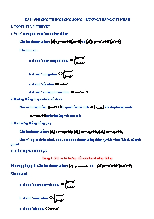 Kế hoạch dạy thêm Đại số Lớp 9 - Chương 2 - Bài 4: Đường thẳng song song. Đường thẳng cắt nhau