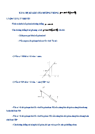 Kế hoạch dạy thêm Đại số Lớp 9 - Chương 2 - Bài 5: Hệ số góc của đường thẳng y = ax+ b ( a ≠ 0)