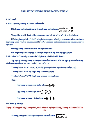 Kế hoạch dạy thêm Đại số Lớp 9 - Chương 3 - Bài 2: Hệ hai phương trình bậc nhất hai ẩn