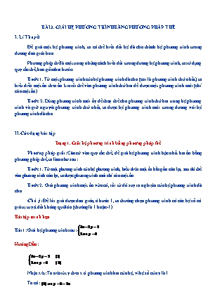 Kế hoạch dạy thêm Đại số Lớp 9 - Chương 3 - Bài 3: Giải hệ phương trình bằng phương pháp thế