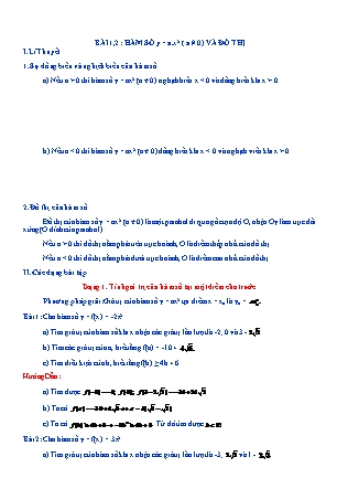 Kế hoạch dạy thêm Đại số Lớp 9 - Chương 4 - Bài 1+2: Hàm số y = ax² (a≠0) và đồ thị
