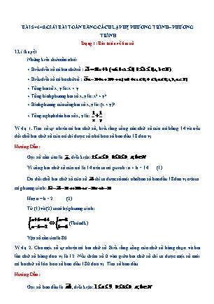 Kế hoạch dạy thêm Đại số Lớp 9 - Chương 4 - Bài 8: Giải bài toán bằng cách lập hệ phương trình, phương trình