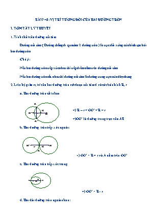 Kế hoạch dạy thêm Hình học Lớp 9 - Chương 2 - Bài 7+8