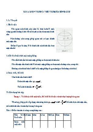Kế hoạch dạy thêm Hình học Lớp 9 - Chương 4 - Bài 3: Diện tích và thể tích của hình cầu